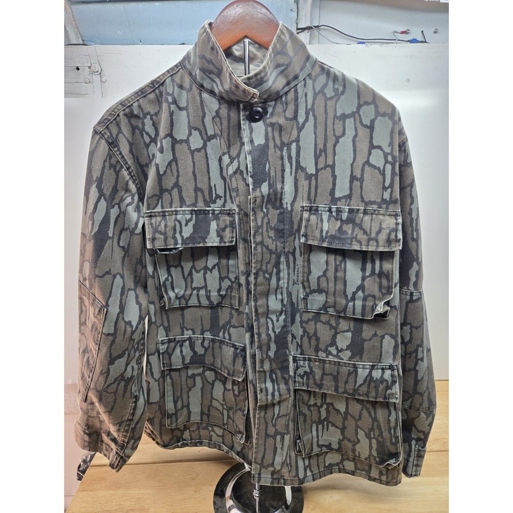 Vintage Men's Medium Reg TreBark Military Combat Coat‎  Woodland Camo